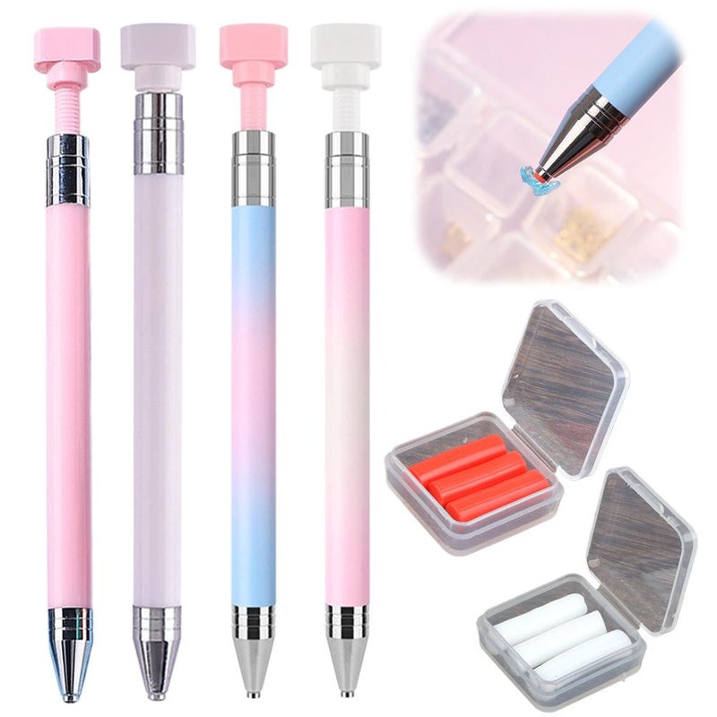 Automatic Refillable Wax Pen, 2025 New Diamond Art Drill Pens with Refillable Wax, DIY Craft Tool for Nail Art Jewelry for Artnail DIY Craft, Precisely Pick Up Rhinestones, Gems - Image 2